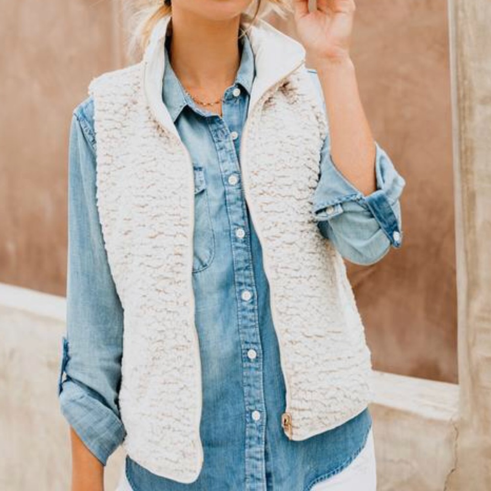 Ivory reversible Sherpa Vest